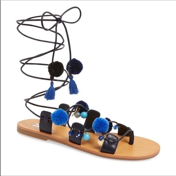 BP. Laney Pompom Lace-Up Sandal (A11) - Picture 1 of 8